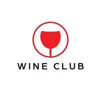 vino club logo diseño. rojo vino vaso logotipo sencillo y moderno logo. vector