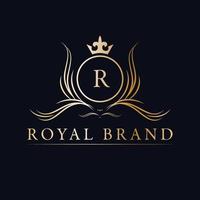 Victorian royal brand logo design. Classic luxury logotype. Elegant logo with crown. vector