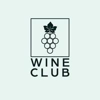 Wine club logo design. Logotype with grape and leave. Simple modern logo. vector