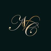 NC monogram logo design. Letters N and C emblem logotype. Elegant monogram template. vector