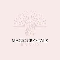Magic Crystals logo design. Crystal and shine logotype. Bohemian brand logo template. vector