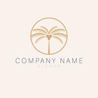 Palm in circle logo design. Travel emblem logotype. Tropical palm tree logo template. vector