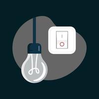 night mode on, power outage, saving electricity, turn off lamp with toggle switch positions concept illustration flat design editable vector