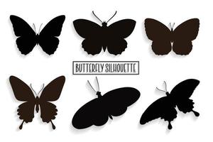 Collection of silhouettes of different types of butterflies vector