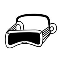 VR headset, virtual reality glasses. Vector icon isolated on white. Modern technology. Gadget for entertainment, games, watching videos. Simple doodle, outline, line art. Clipart for logo, apps, web