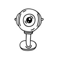 Webcam vector icon. Digital camera for streaming, broadcasting, communication. Simple illustration isolated on white background. Black outline, doodle, line art. Clipart for apps, logo, web