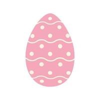 Easter egg in trendy pink with a simple pattern of wavy lines and dots. Happy Easter. Holiday. EPS vector