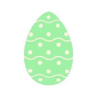 Easter egg in trendy green with a simple pattern of wavy lines and dots. Happy Easter. Sticker. Icon vector