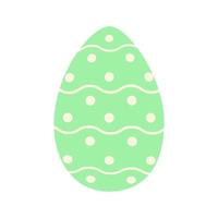 Easter egg in trendy green with a simple pattern of wavy lines and dots. Happy Easter. Sticker. Icon vector