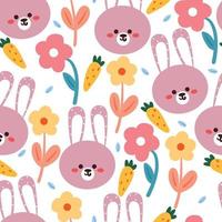 seamless pattern cartoon bunny and flower. cute animal wallpaper for textile, gift wrap paper vector