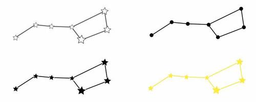 Constellation Ursa Major icon set isolated on white background.constellation of the Big dipper vector