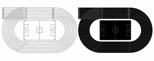 parte superior ver fútbol americano campo con corriendo pista vector