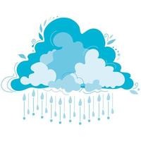 nube con gotas de lluvia, vector ilustración en plano estilo