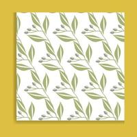 Seamless pattern with green leaves on a white background. Vector illustration.