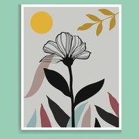 Vector colors botanical wall art foliage line art hand drawing with abstract plant and flower art card template banner background, Design Element, Abstract Backgrounds Collection.