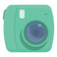 Green camera icon cartoon vector. Digital photo vector