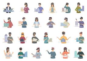 Architect of virtual reality icons set cartoon vector. Digital vr vector