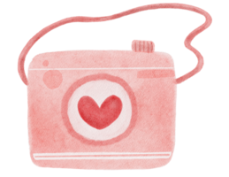 schattig zoet roze wijnoogst Valentijn liefde camera waterverf illustratie png