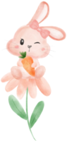 carino dolce kawaii contento Sorridi bambino coniglietto coniglio acquerello cartone animato ragazzo animale primavera Pasqua uovo png