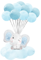 schattig baby olifant wild leven dier droom blauw baby douche kinderkamer kunst waterverf illustratie png