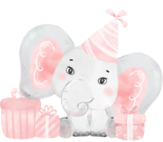 schattig baby olifant dieren in het wild dier droom roze meisje baby douche kinderkamer kunst waterverf illustratie png