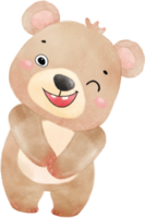 cute happy innocence face adorable baby brown teddy bear nursery watercolour kid animal illustration png