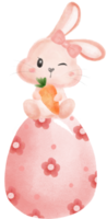 carino dolce kawaii contento Sorridi bambino coniglietto coniglio acquerello cartone animato ragazzo animale primavera Pasqua uovo png