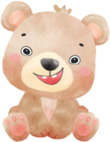 schattig gelukkig onschuld gezicht aanbiddelijk baby bruin teddy beer kinderkamer waterverf kind dier illustratie png