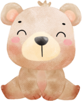 linda contento inocencia cara adorable bebé marrón osito de peluche oso guardería acuarela niño animal ilustración png