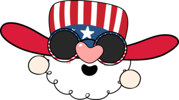 Happy smile face 4th July independence Gnome festive cartoon doodle hand drawing png