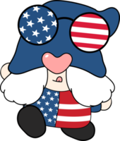 Happy smile face 4th July independence Gnome festive cartoon doodle hand drawing png