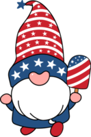 Happy smile face 4th July independence Gnome festive cartoon doodle hand drawing png