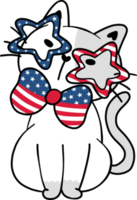 Cute happy funny playful kitten cat celebrating 4th July independence cartoon hand drawing doodle png