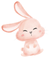 cute sweet kawaii happy smile baby bunny rabbit watercolour cartoon  kid animal spring Easter egg png