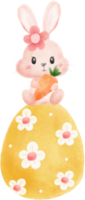 mignonne sucré kawaii content sourire bébé lapin lapin aquarelle dessin animé enfant animal printemps Pâques Oeuf png