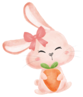 linda dulce kawaii contento sonrisa bebé conejito Conejo acuarela dibujos animados niño animal primavera Pascua de Resurrección huevo png