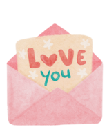 cute sweet classic pink Valentine love mail cartoon watercolour hand painting png