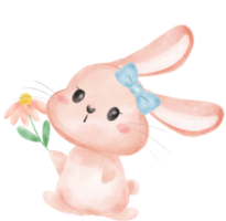 linda dulce kawaii contento sonrisa bebé conejito Conejo acuarela dibujos animados niño animal primavera Pascua de Resurrección huevo