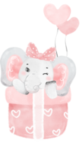 carino bambino elefante natura animale sognare rosa ragazza bambino doccia asilo arte acquerello illustrazione png