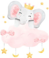 cute baby Elephant wildlife animal dream pink girl baby shower nursery art watercolour illustration png