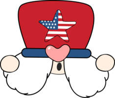 Happy smile face 4th July independence Gnome festive cartoon doodle hand drawing png