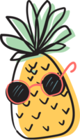 ananas tropicale frutta cartone animato scarabocchio strambo divertimento mano disegno linea arte png