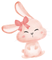 carino dolce kawaii contento Sorridi bambino coniglietto coniglio acquerello cartone animato ragazzo animale primavera Pasqua uovo png