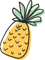 pineapple tropical fruit cartoon doodle quirky fun hand drawing line art png