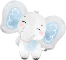 mignonne bébé l'éléphant sauvage la vie animal rêver bleu bébé douche garderie art aquarelle illustration png