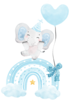 schattig baby olifant wild leven dier droom blauw baby douche kinderkamer kunst waterverf illustratie png