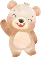 cute happy innocence face adorable baby brown teddy bear nursery watercolour kid animal illustration png