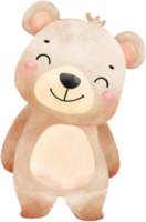 söt Lycklig oskuld ansikte förtjusande bebis brun teddy Björn barnkammare vattenfärg unge djur- illustration png