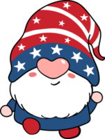 Happy smile face 4th July independence Gnome festive cartoon doodle hand drawing png