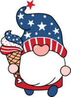 Happy smile face 4th July independence Gnome festive cartoon doodle hand drawing png